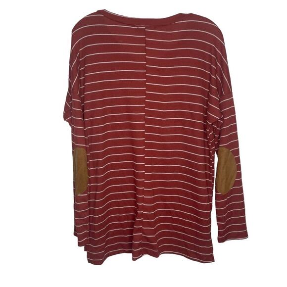 White Birch Womens Top Size M Burnt Orange Striped V-Neck Long Sleeve - Picture 2 of 16
